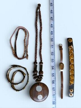 Brown Wood And Leather Jewelry Bundle